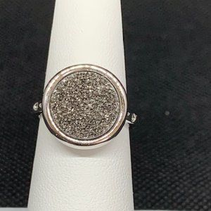 RS Covenant #1924 Silver Druzy/Cubic Zirconia Rhodium Ring Size 7 w/warranty-